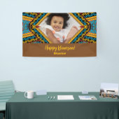 Kwanzaa Aangepast, helder gekleurd diamantpatroon Spandoek (Beurs)