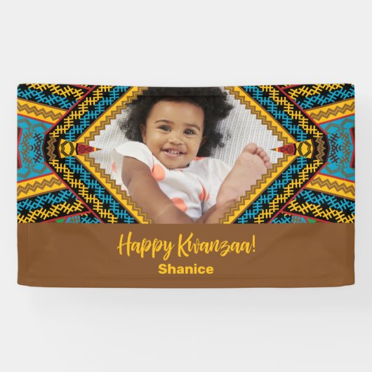 Kwanzaa Aangepast, helder gekleurd diamantpatroon Spandoek (Horizontaal)