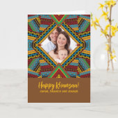 Kwanzaa Aangepaste foto en naam helder gekleurd Kaart (Gele Bloem)