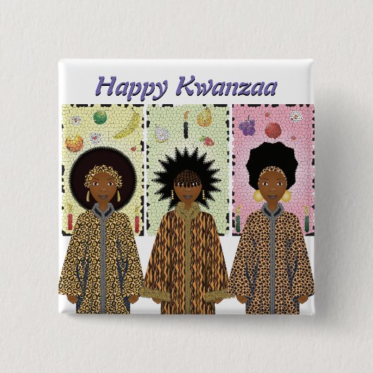 Kwanzaa African American Choir Vierkante Button 5,1 Cm (Voorkant)