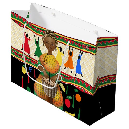 Kwanzaa African American Holiday Groot Cadeauzakje (Voorkant Gekanteld)