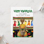 Kwanzaa African American Holiday Kaart (Voorkant / Achterkant in situ)