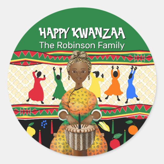 Kwanzaa African American Holiday Ronde Sticker (Voorkant)