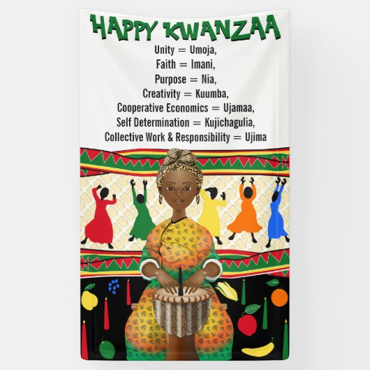 Kwanzaa African American Holiday Spandoek (Verticaal)