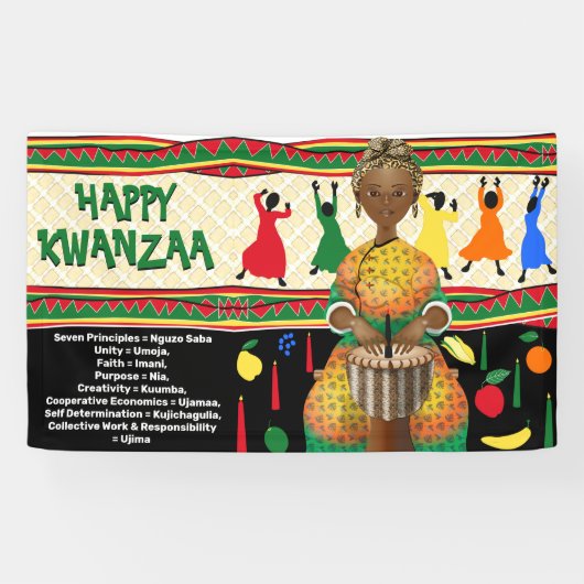 Kwanzaa African American Holiday Spandoek (Horizontaal)