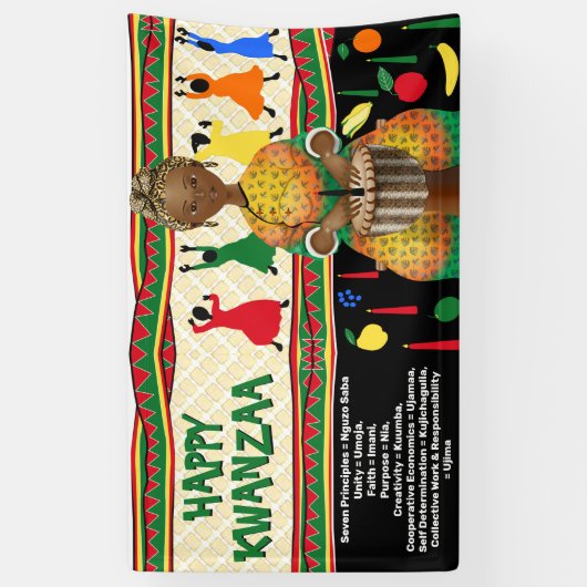 Kwanzaa African American Holiday Spandoek (Verticaal)