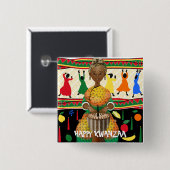 Kwanzaa African American Holiday Vierkante Button 5,1 Cm (Voorkant /achterkant)