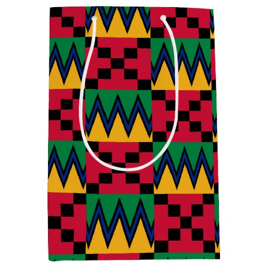 Kwanzaa African Geometric Print (4) Medium Cadeauzakje (Voorkant)