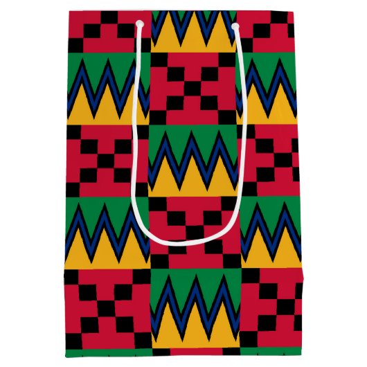 Kwanzaa African Geometric Print (4) Medium Cadeauzakje (Achterkant)