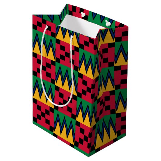 Kwanzaa African Geometric Print (4) Medium Cadeauzakje (Achterkant Gekanteld)