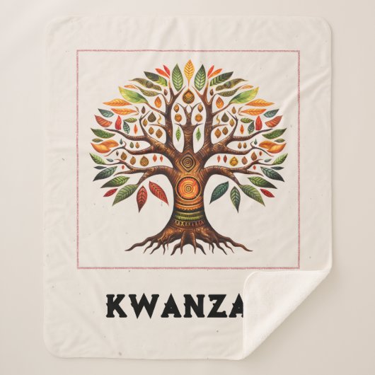 Kwanzaa Afrikaanse Boom Medium Sherpa Deken (Voorkant)