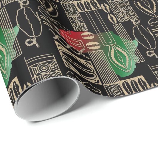 Kwanzaa Afrikaanse stam Symbolen Cadeaupapier (Rol Hoek)