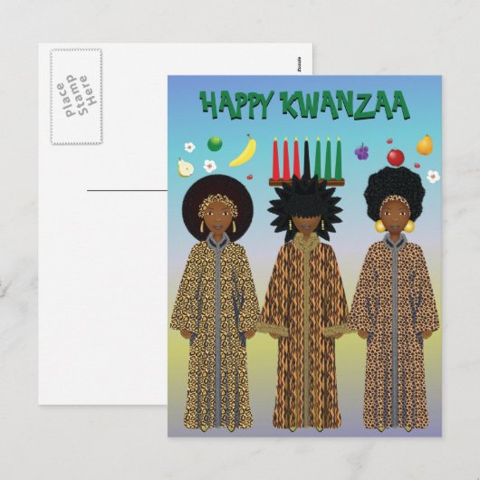 Kwanzaa Afro-Amerikaans Koor Feestdagenkaart (Voorkant / Achterkant)