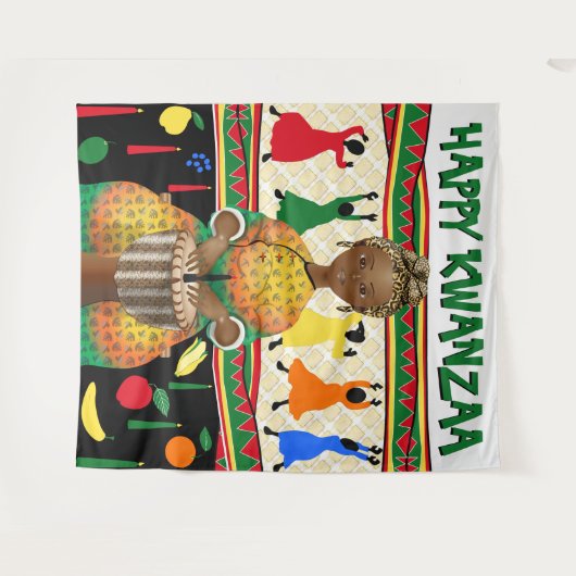 Kwanzaa Afro-Amerikaanse feestdag achtergrond Wandkleed (Voorkant (horizontaal))