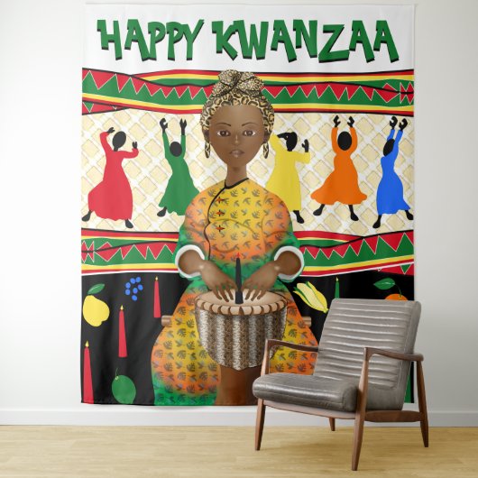 Kwanzaa Afro-Amerikaanse feestdag achtergrond Wandkleed (In situ)