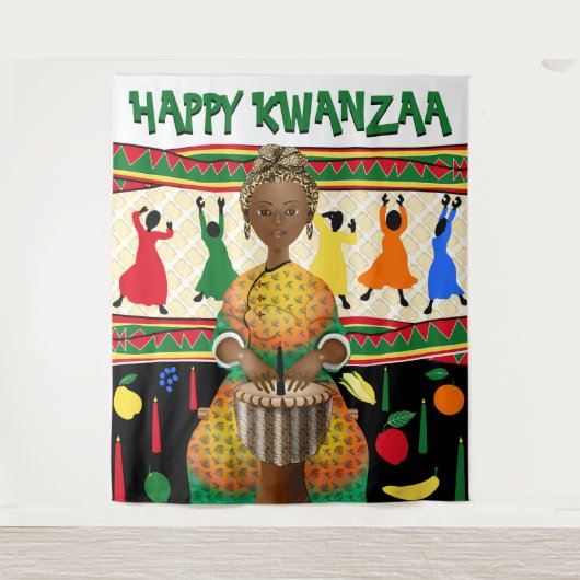 Kwanzaa Afro-Amerikaanse feestdag achtergrond Wandkleed (Voorkant)