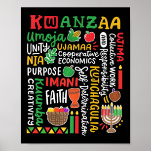 Kwanzaa Afro-Amerikaanse Kinara 7 Principes Celeb Poster