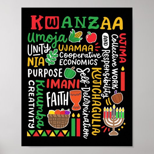 Kwanzaa Afro-Amerikaanse Kinara 7 Principes Celeb Poster (Voorkant)