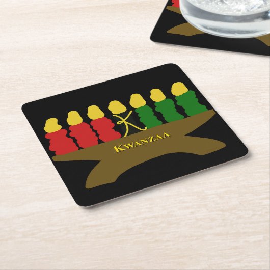 Kwanzaa Art Design Yellow Text Kartonnen Onderzetters (Schuin)