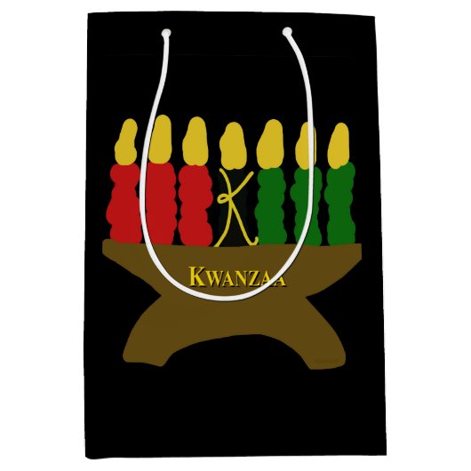 Kwanzaa Art Design Yellow Text Medium Cadeauzakje (Voorkant)