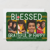 Kwanzaa Blessed Grateful and Happy Tribal 4 Photo Feestdagenkaart (Voorkant)