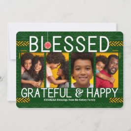 Kwanzaa Blessed Grateful and Happy Tribal 4 Photo Feestdagenkaart