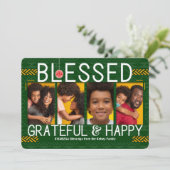 Kwanzaa Blessed Grateful and Happy Tribal 4 Photo Feestdagenkaart (Staand voorkant)