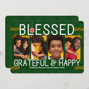 Kwanzaa Blessed Grateful and Happy Tribal 4 Photo Feestdagenkaart