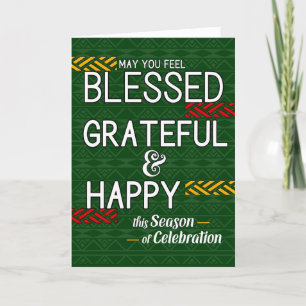 Kwanzaa Blessed Grateful and Happy Tribal Theme Feestdagen Kaart