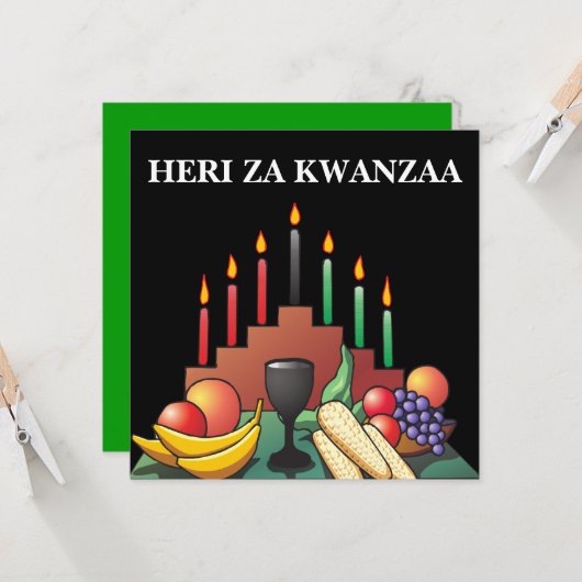 Kwanzaa Blessing Flat Wenskaart Kaart (Voorkant / Achterkant in situ)