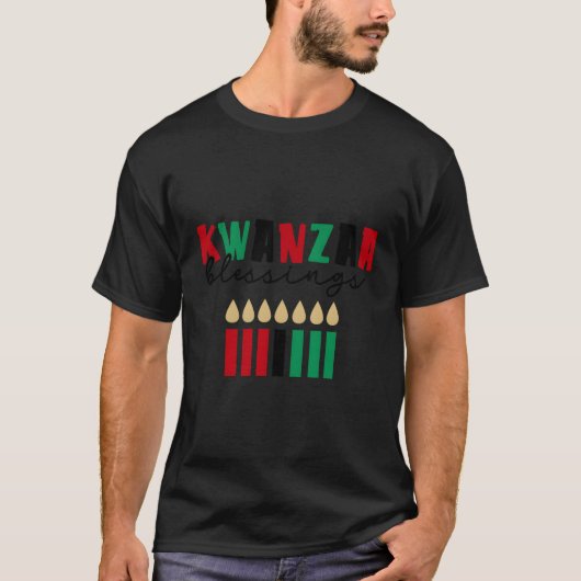 Kwanzaa Blessing Habari Gani Black Eigenaar Kwanza T-shirt (Voorkant)