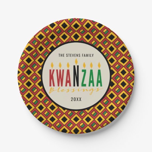 Kwanzaa Blessings | Kinara | Gepersonaliseerd Papieren Bordje (Voorkant)