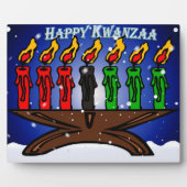Kwanzaa Candle Kinara met sneeuw en groet Fotoplaat (Voorkant)