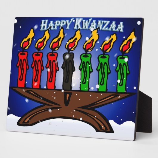 Kwanzaa Candle Kinara met sneeuw en groet Fotoplaat (Zijkant)