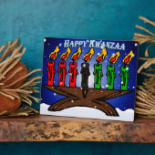 Kwanzaa Candle Kinara met sneeuw en groet Fotoplaat (Zijkant)