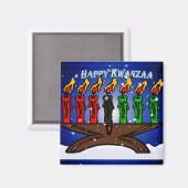 Kwanzaa Candle Kinara met sneeuw en groet Magneet (Voorkant / Achterkant)