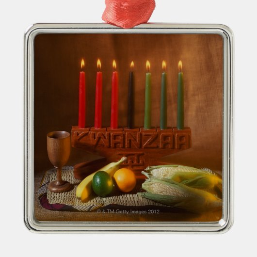 Kwanzaa Candles and Food Metalen Ornament (Voorkant)