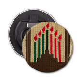 Kwanzaa Candles Brown Natural Crochet Print Button Flesopener (Voorkant)