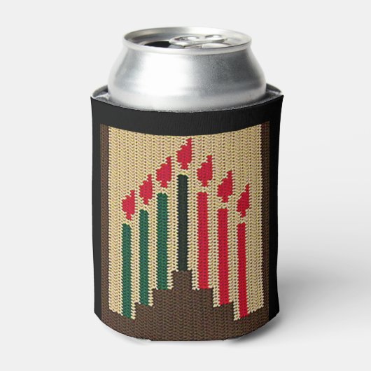 Kwanzaa Candles Brown Red Black Crochet Blikjeskoeler (Blikje Voorkant)