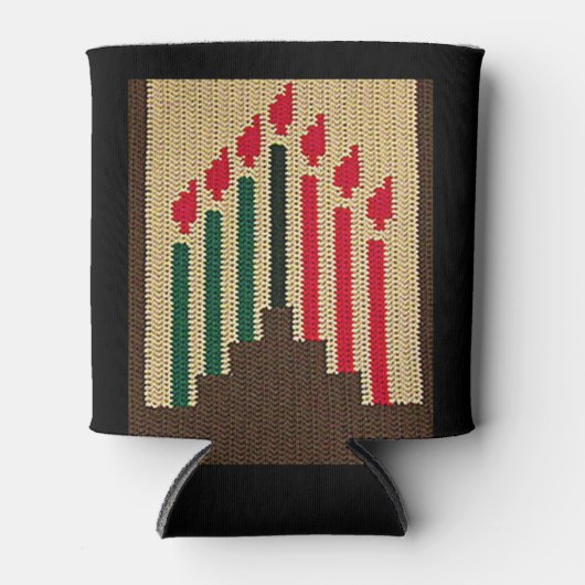 Kwanzaa Candles Brown Red Black Crochet Blikjeskoeler (Voorkant)