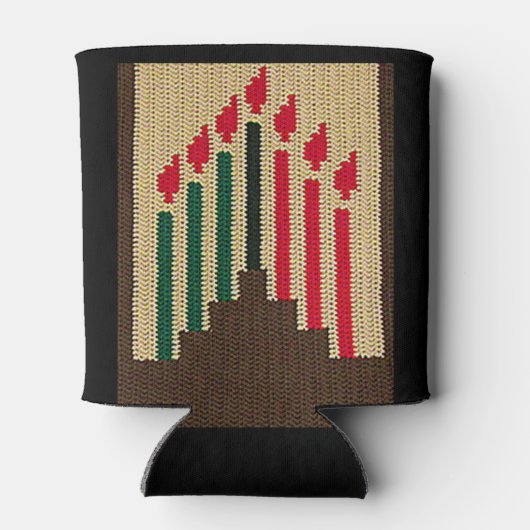 Kwanzaa Candles Brown Red Black Crochet Blikjeskoeler (Achterkant)