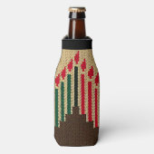 Kwanzaa Candles Brown Red Black Crochet Flesjeskoeler (Fles Voorkant)