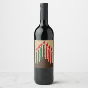 Kwanzaa Candles Crochet op Wine Bottle Label Wijn Etiket