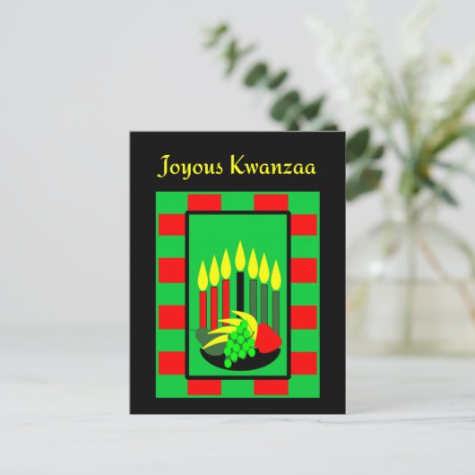Kwanzaa Candles en Colorful Fruit Bowl Briefkaart (Staand voorkant)