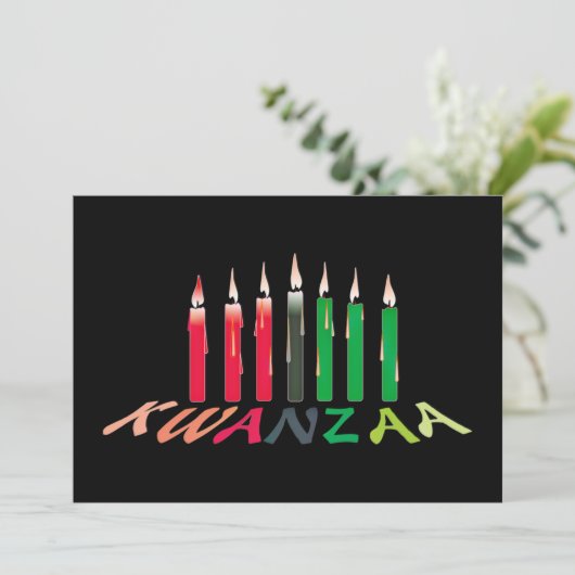 Kwanzaa Candles Invitation Kaart (Staand voorkant)