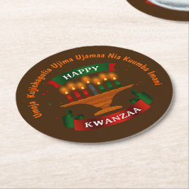 Kwanzaa Candles Red Black 7 Principles Squa Ronde Kartonnen Onderzetter