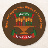 Kwanzaa Candles Red Black 7 Principles Squa Ronde Kartonnen Onderzetter (Voorkant)
