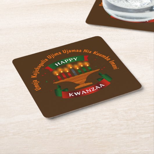 Kwanzaa Candles Red Black Green 7 Principles Kartonnen Onderzetters (Schuin)