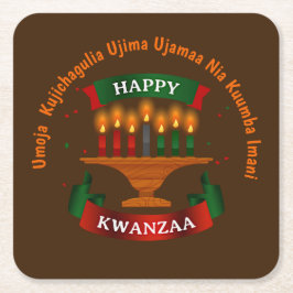 Kwanzaa Candles Red Black Green 7 Principles Kartonnen Onderzetters