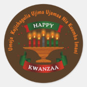 Kwanzaa Candles Red Black Green 7 Principles Ronde Sticker (Voorkant)